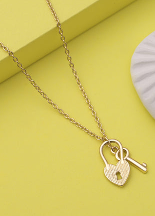 Lock Key Heart Charm Necklace By 2wist Designs