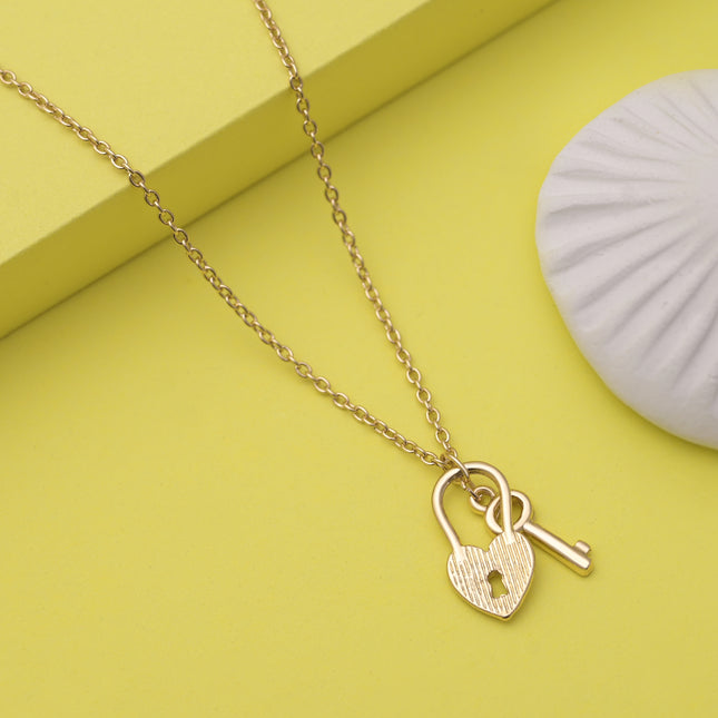 Heart Lock & Key Pendant Necklace