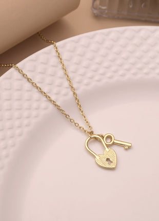 Lock Key Heart Charm Necklace By 2wist Designs