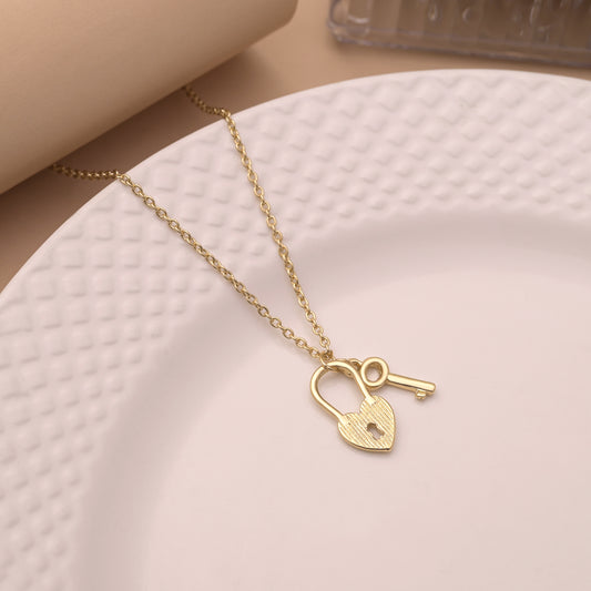 Lock Key Heart Charm Necklace