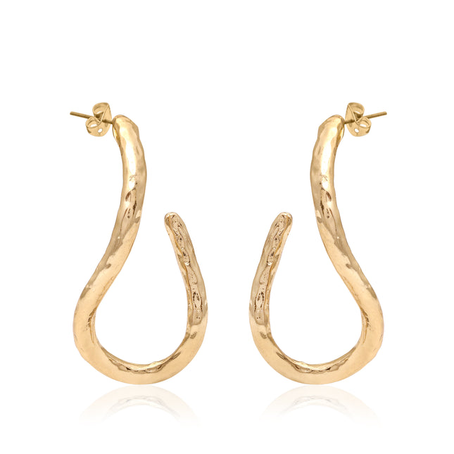 Hammered Open Hoop Earrings