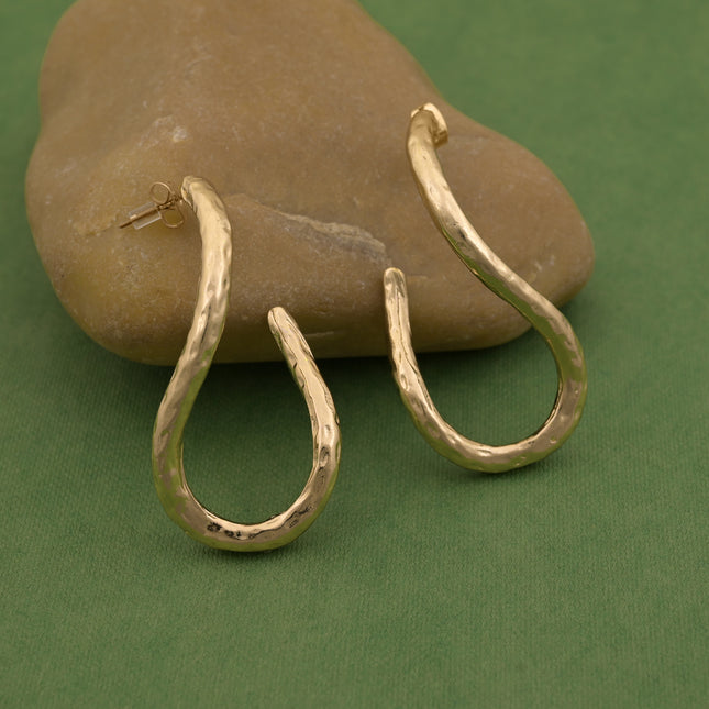 Hammered Open Hoop Earrings