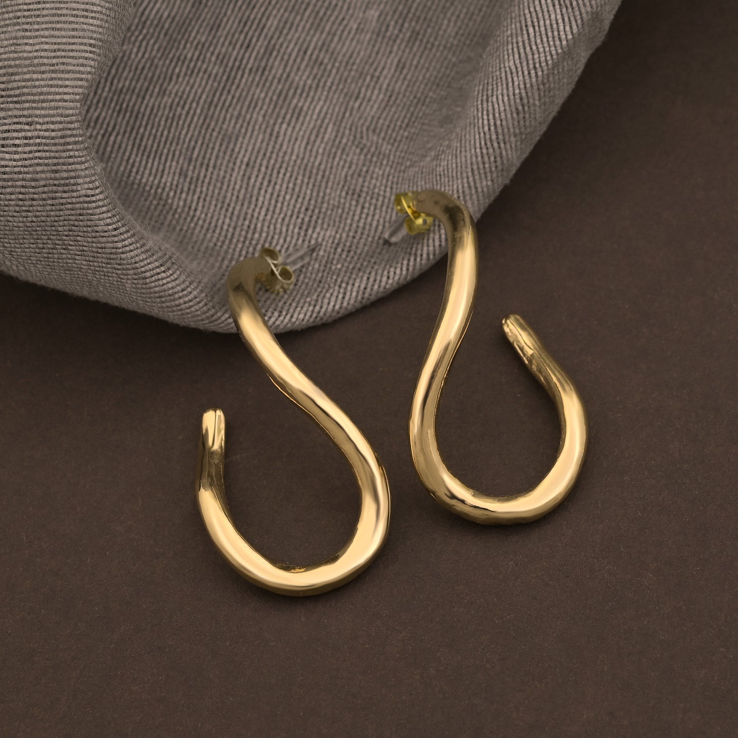 Wavy Fluid Curve Hoop Earrings