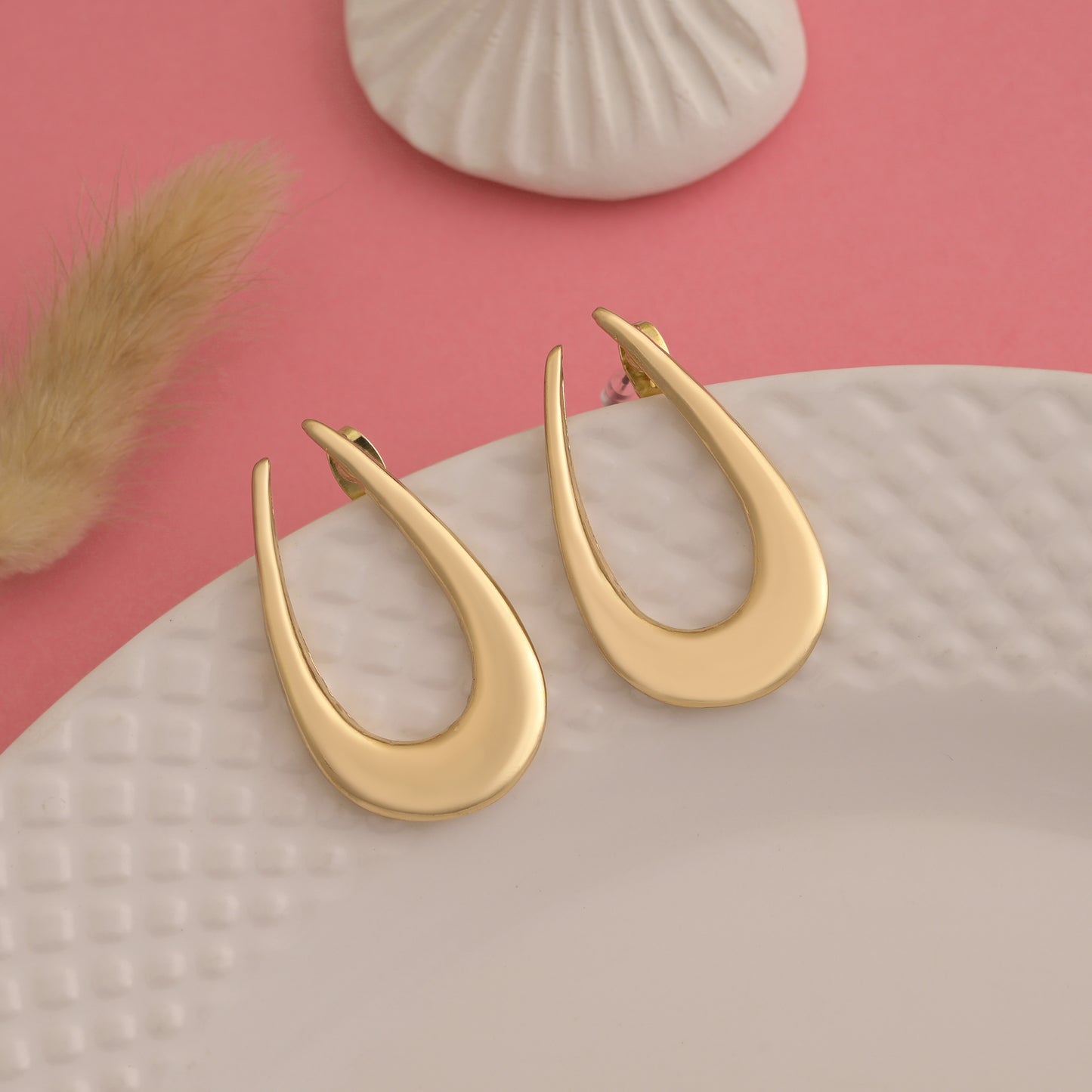 Snake Texture U Shape Hoop Earrings