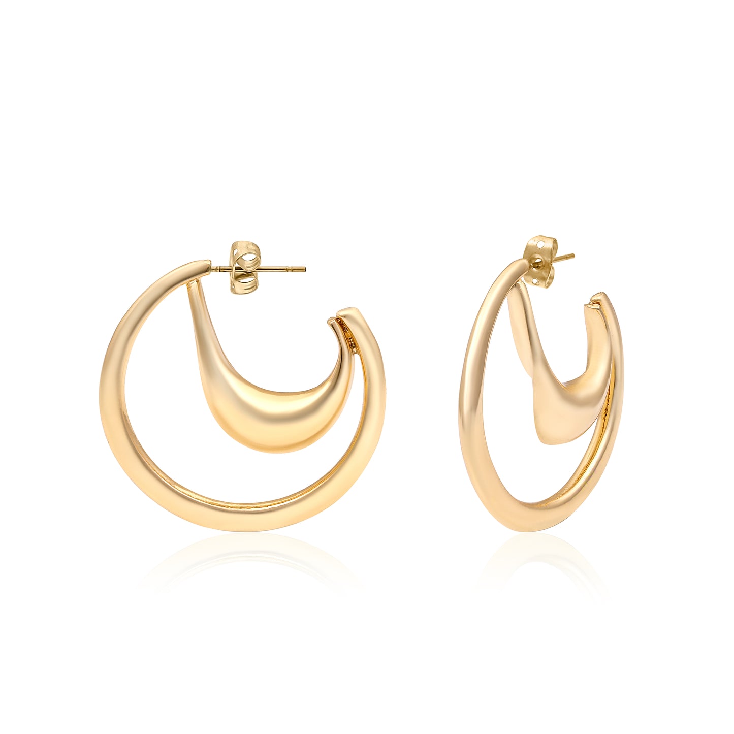 Double Layer Crescent Hoop Earrings