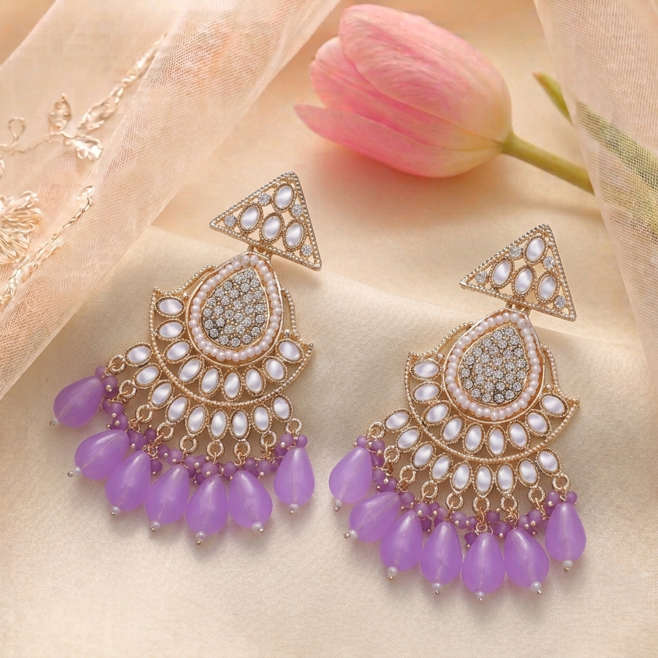 Ethnic Rose Gold Plated Chandelier Earrings