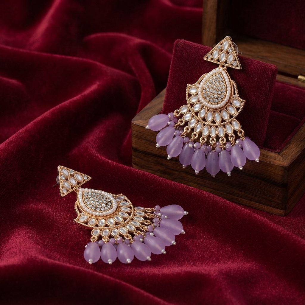 Ethnic Rose Gold Plated Chandelier Earrings