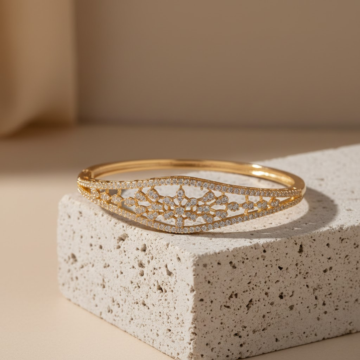 Floral Lace CZ Bangle
