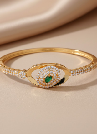 Emerald CZ Halo Bangle By 2wist Designs