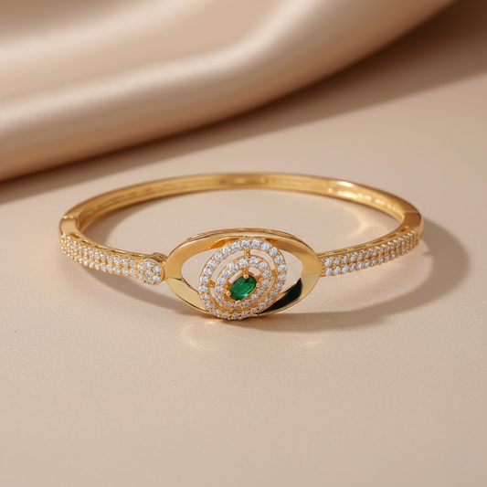 Emerald CZ Halo Bangle