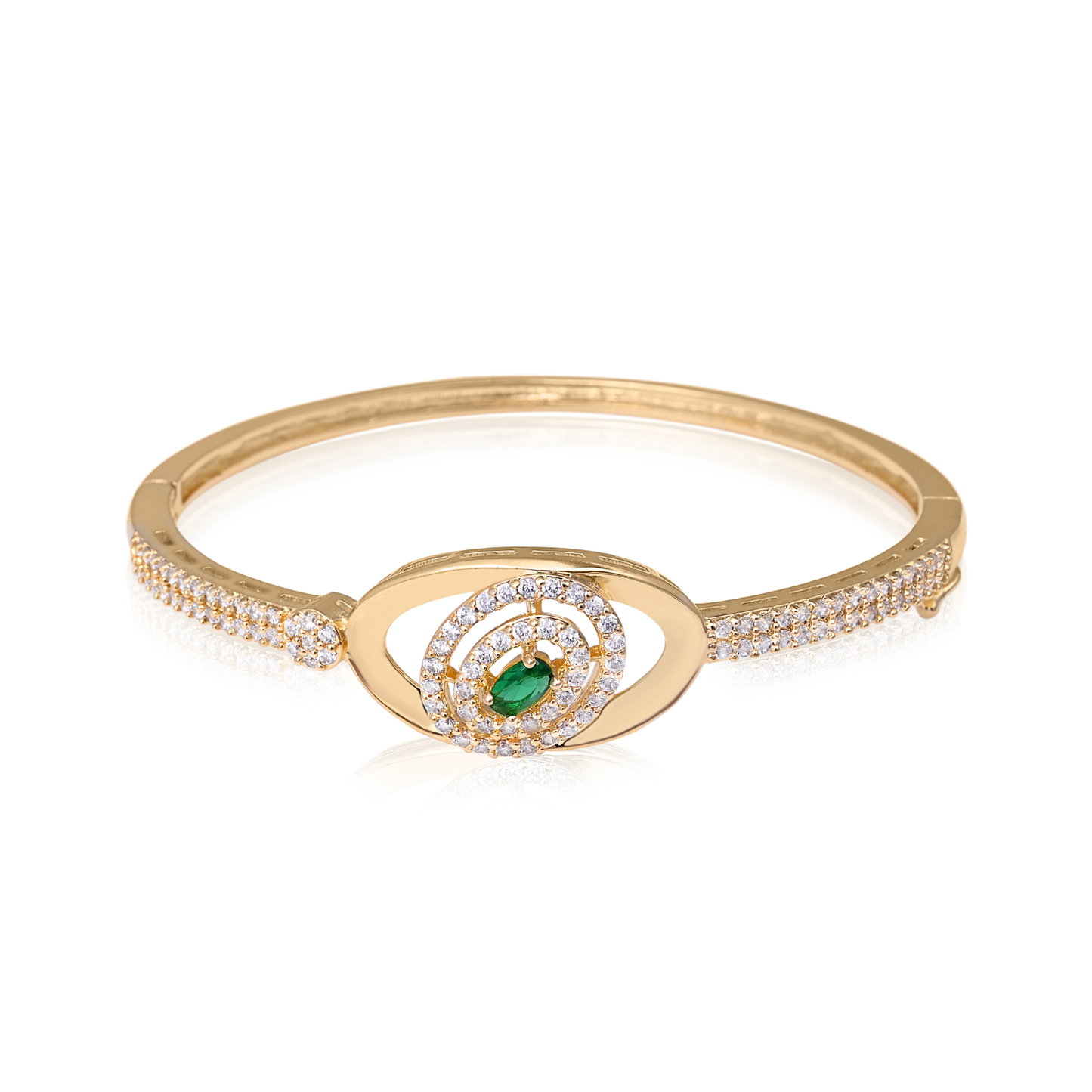 Emerald CZ Halo Bangle