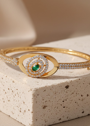 Emerald CZ Halo Bangle By 2wist Designs