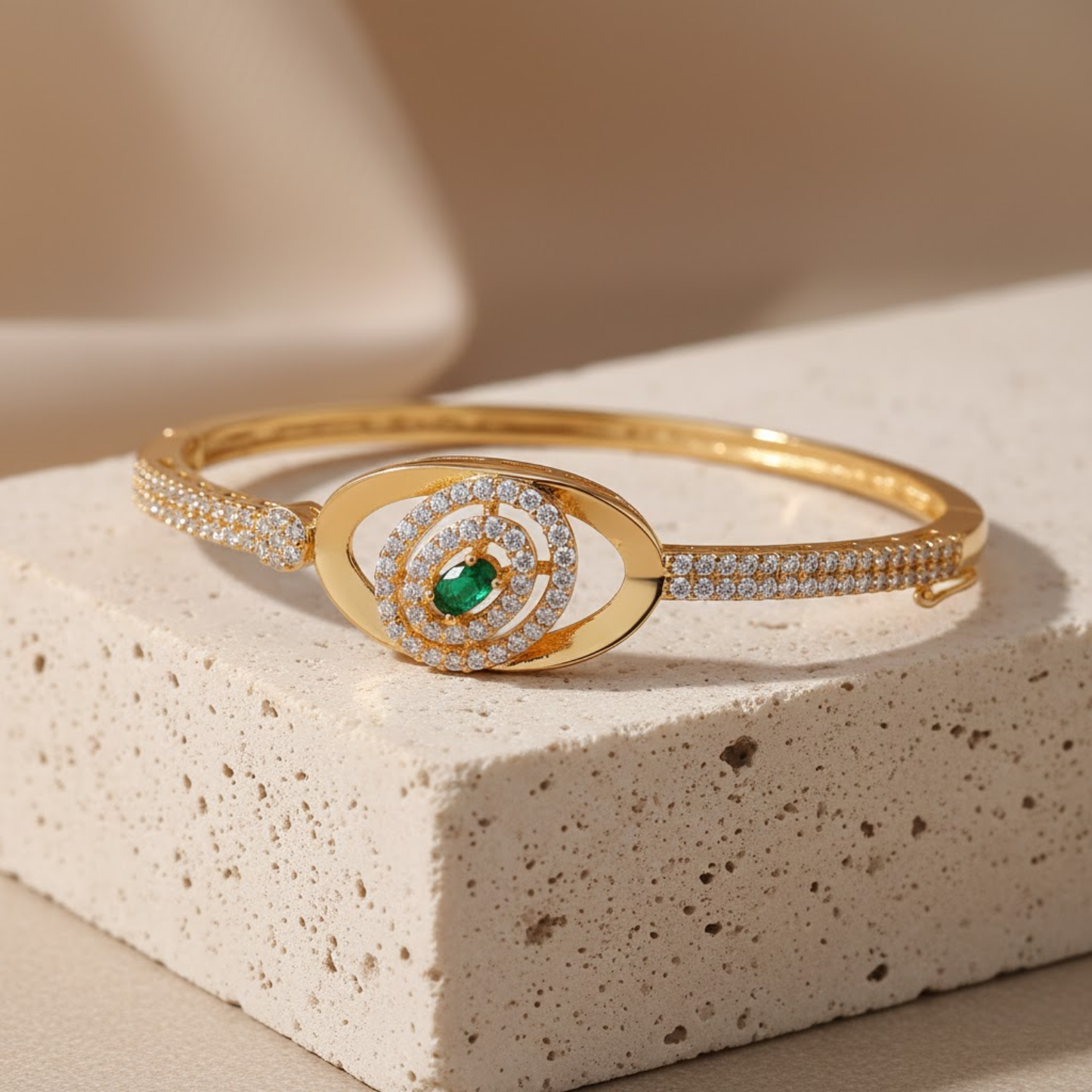 Emerald CZ Halo Bangle