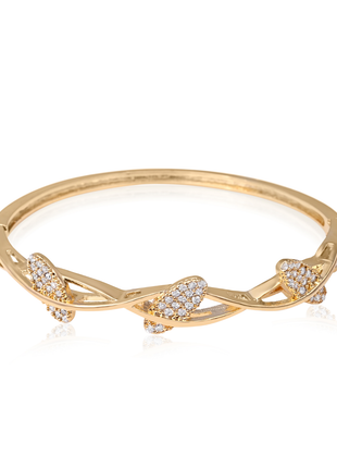 Dazzling Bangle Intertwined Leaf Motif CZ Bangle By 2wist Designs