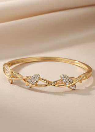 Dazzling Bangle Intertwined Leaf Motif CZ Bangle By 2wist Designs