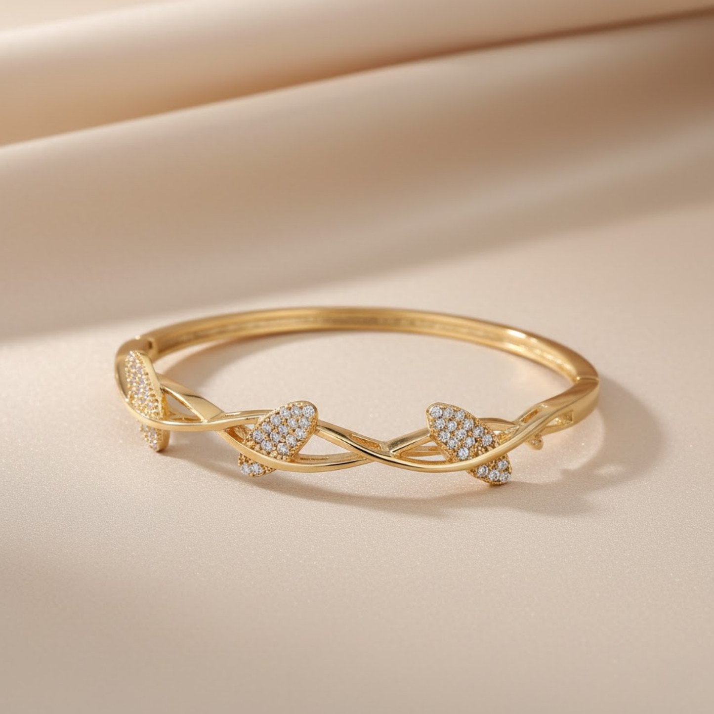 Leaf Motif CZ Bangle