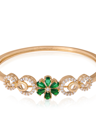 Alluring Bangle Emerald Green CZ Flower Bangle By 2wist Designs