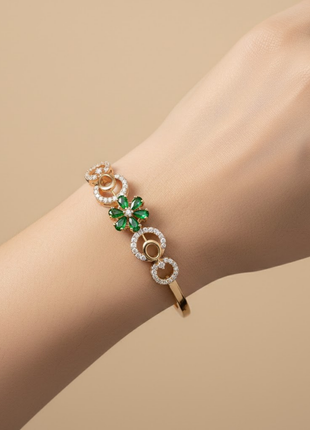 Alluring Bangle Emerald Green CZ Flower Bangle By 2wist Designs