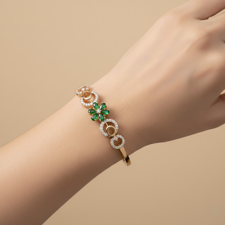 Alluring Bangle Emerald Green CZ Flower Bangle By 2wist Designs