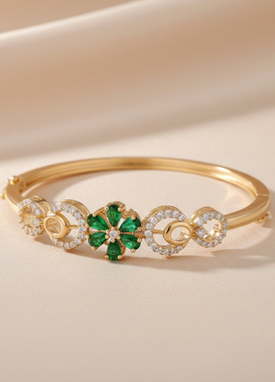 Alluring Bangle Emerald Green CZ Flower Bangle By 2wist Designs