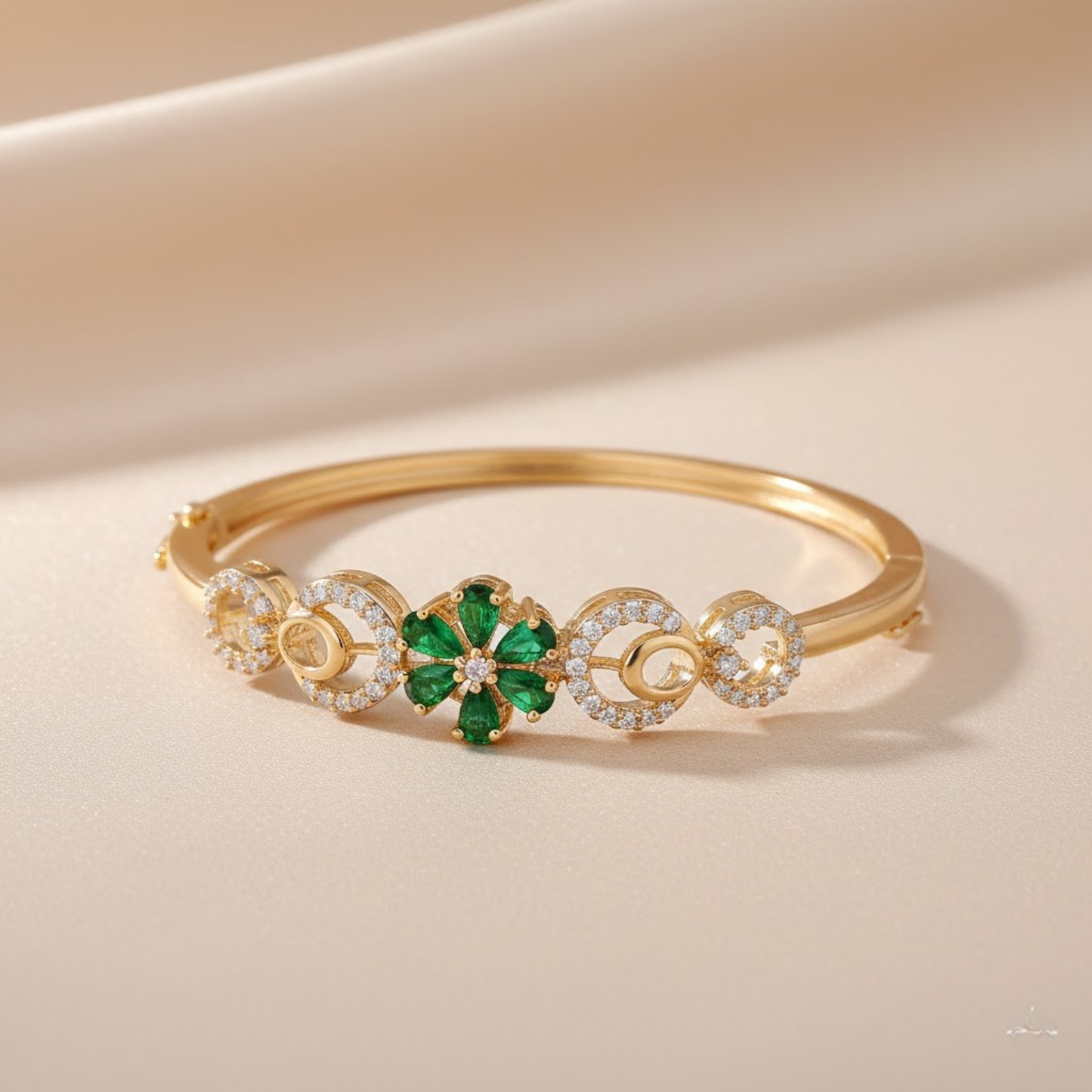 Emerald CZ Floral Bangle
