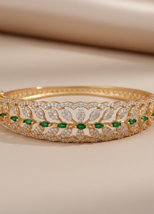 Captivating Bangle Emerald Green CZ Pave Bangle By 2wist Designs