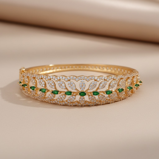 Captivating Bangle Emerald Green CZ Pave