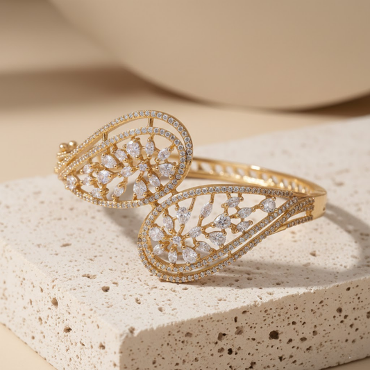 Double Teardrop Openwork Bangle