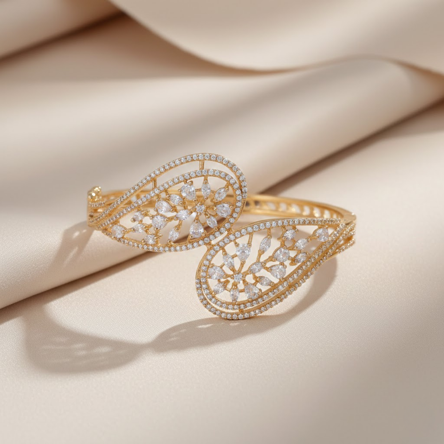 Double Teardrop Openwork Bangle
