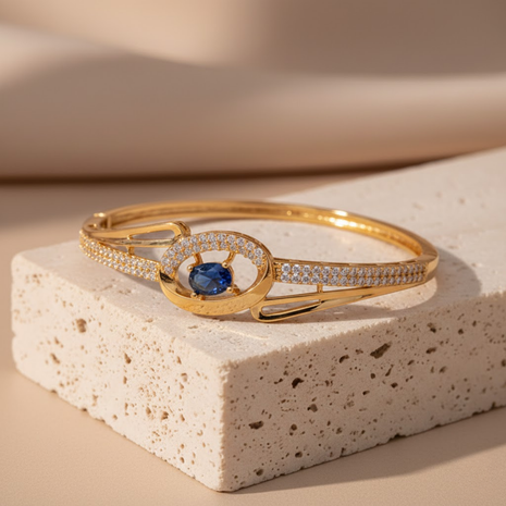 Breathtaking Bangle Oval Sapphire CZ Bangle By 2wist Designs