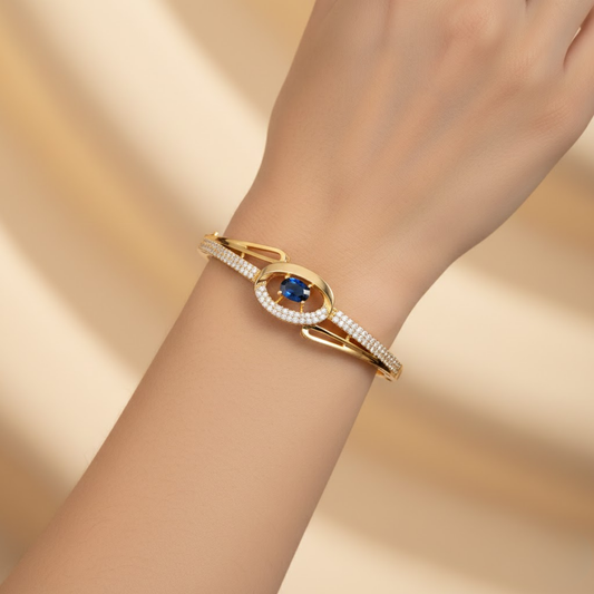 Oval Sapphire CZ Bangle