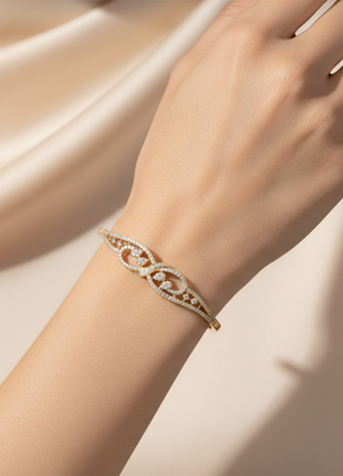 White Stone Gold Plated Bangle By 2wist Designs