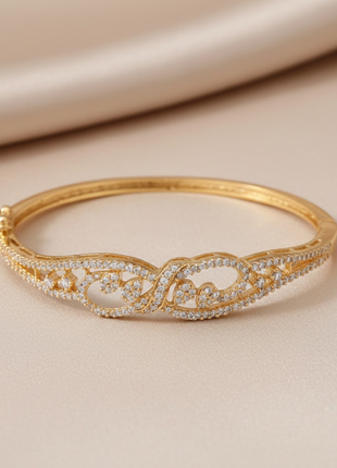 White Stone Gold Plated Bangle By 2wist Designs