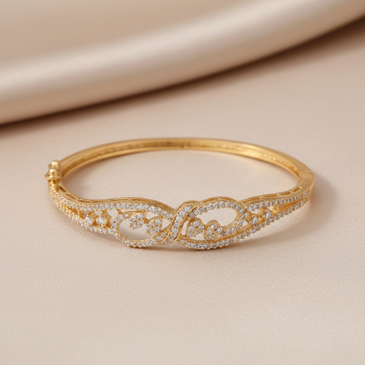 White Stone Gold Plated Bangle