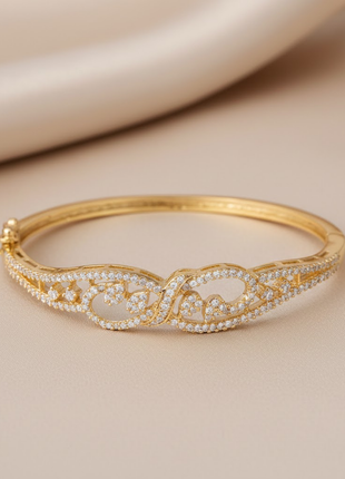 White Stone Gold Plated Bangle By 2wist Designs