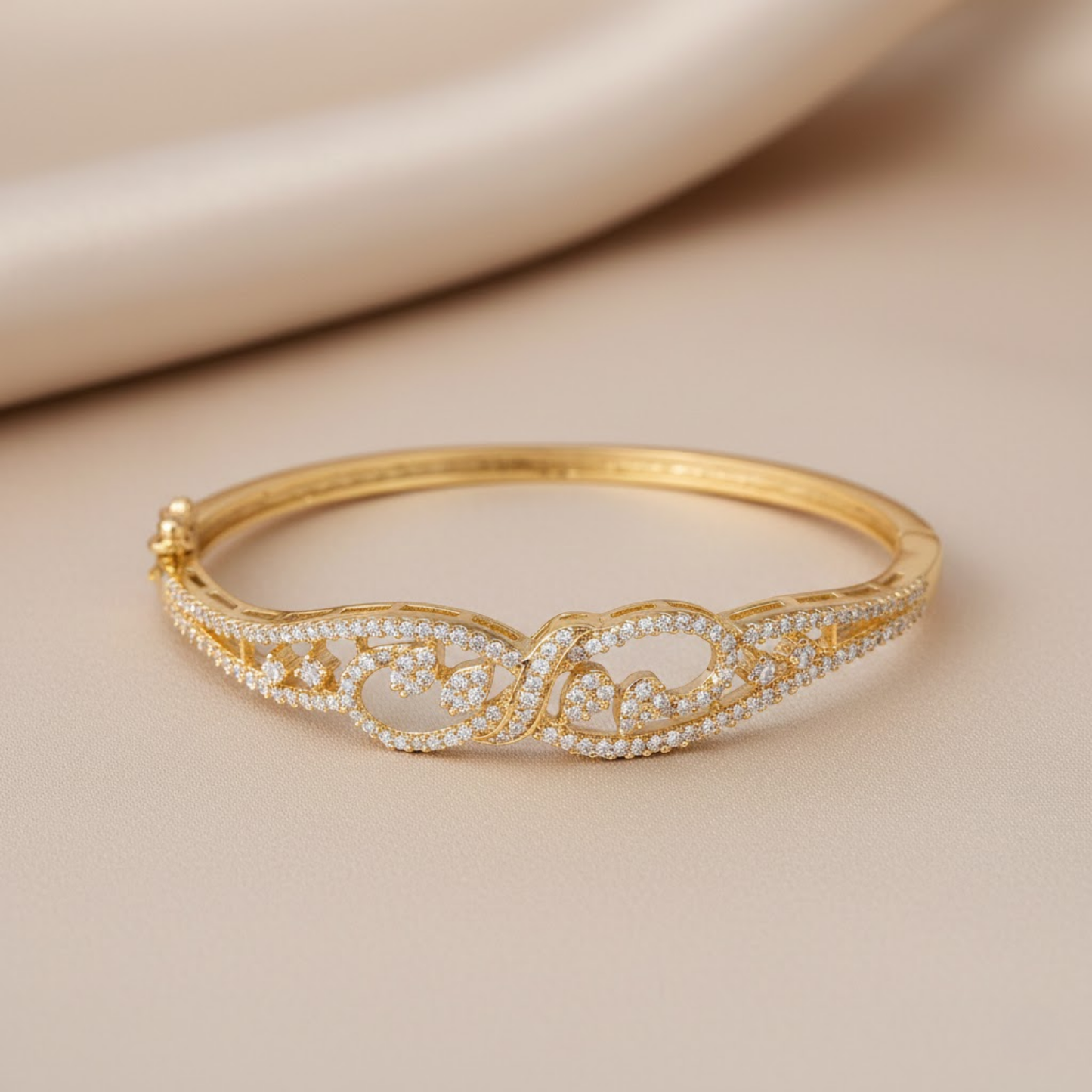 White Stone Gold Plated Bangle
