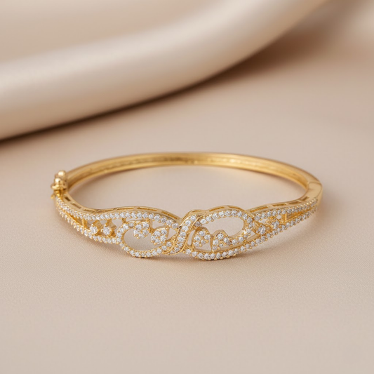 White Stone Gold Plated Bangle