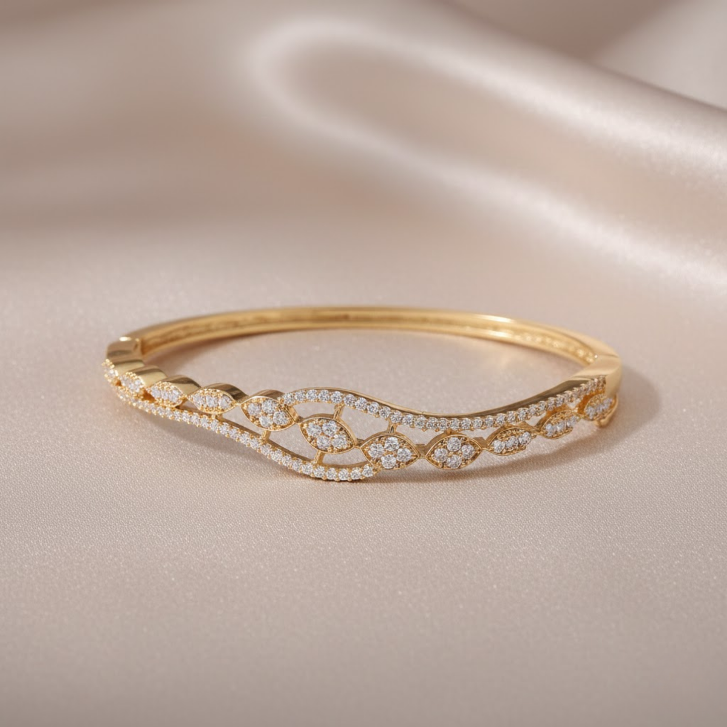Wave Silhouette CZ Bangle