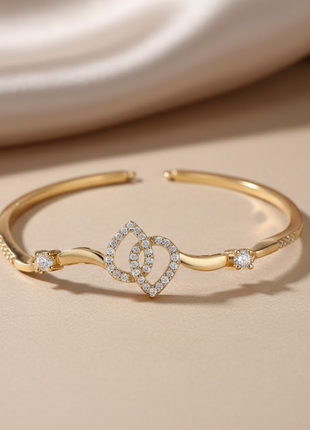 Enchanting Interlocking Heart CZ Bangle By 2wist Designs