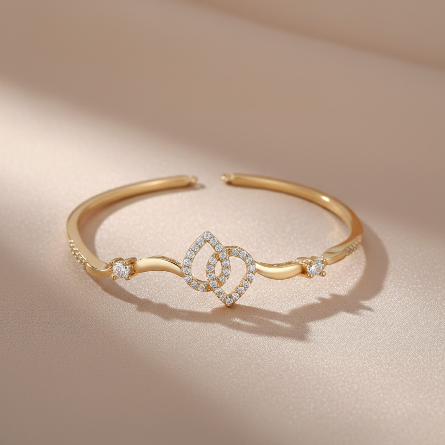 Interlocking Heart CZ Bangle