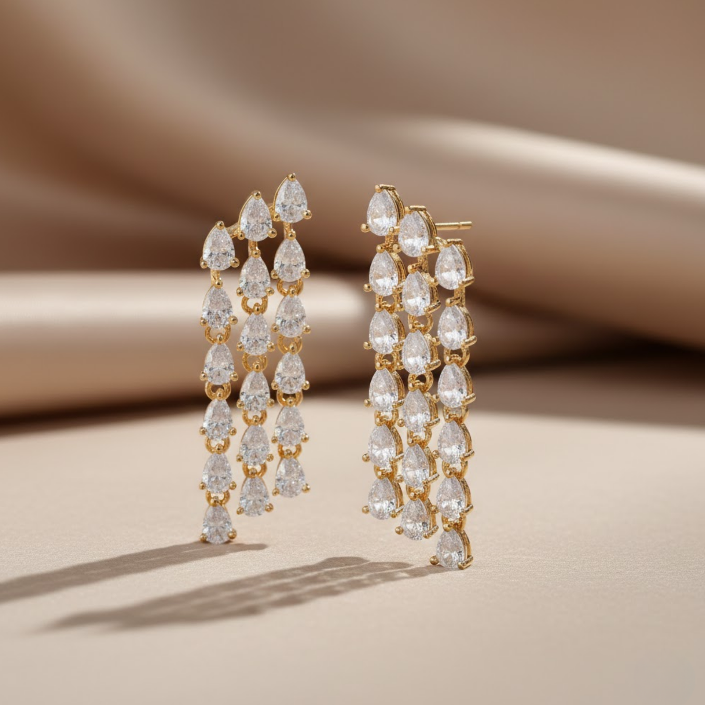 Triple Tier CZ Drop Earrings
