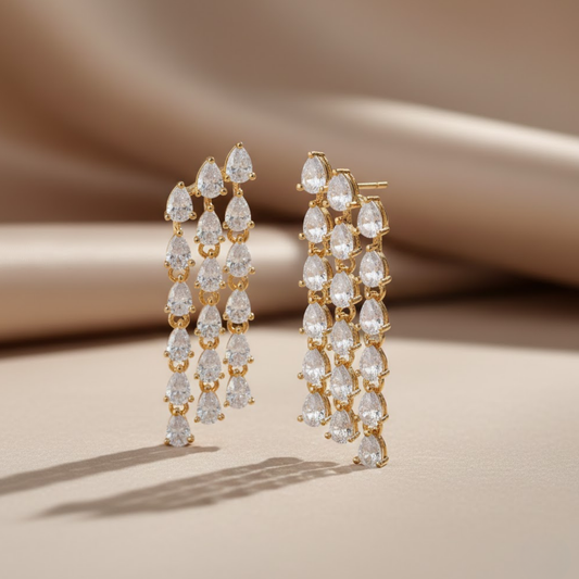 Triple Tier CZ Drop Earrings