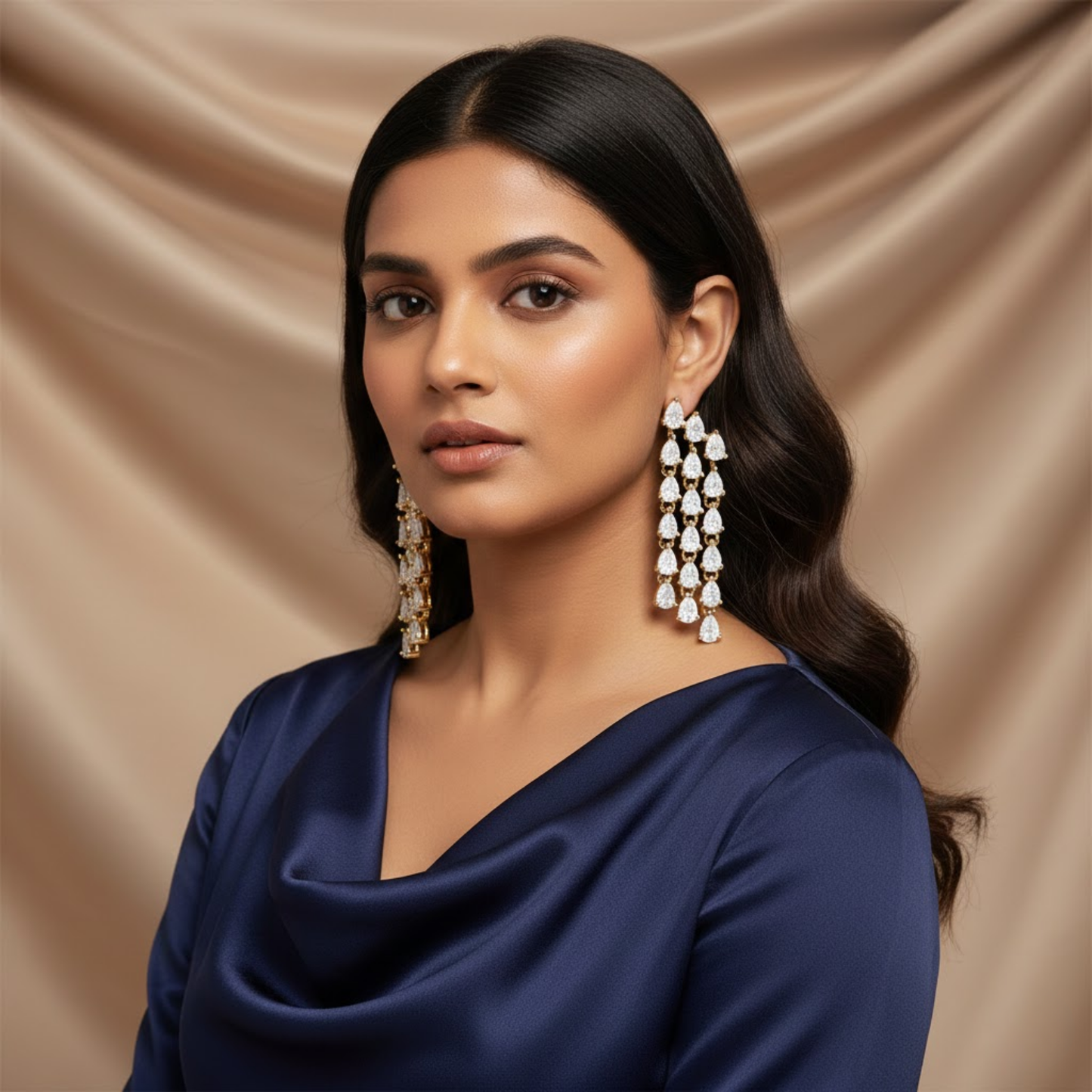 Triple Tier CZ Drop Earrings