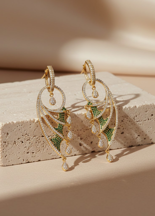 Emerald Green CZ Drop Earrings By 2wist Designs