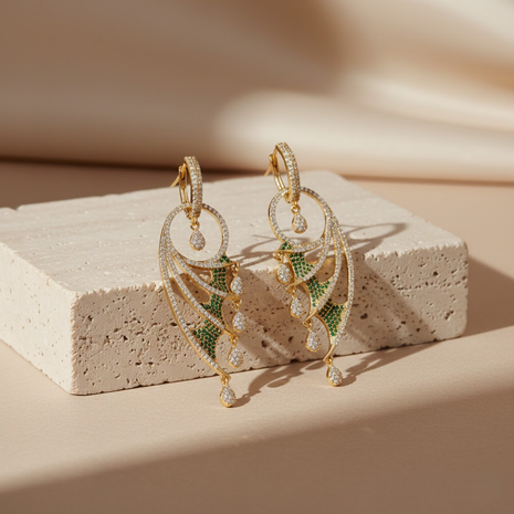 Emerald Green CZ Drop Earrings By 2wist Designs