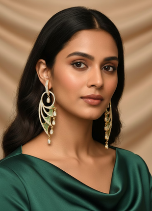 Emerald Green CZ Drop Earrings By 2wist Designs