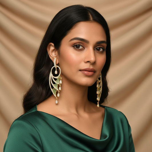 Emerald Green CZ Drop Earrings