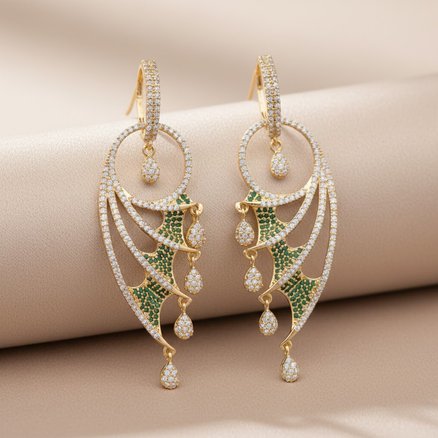 Emerald Green CZ Drop Earrings