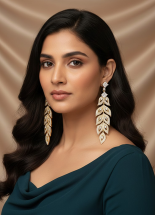 Multi Tier Floral Motif CZ Drop Earrings By 2wist Designs