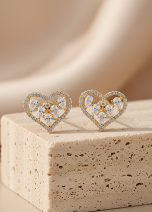 Heart Silhouette CZ Stud Earrings By 2wist Designs